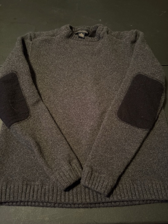 Banana Republic Sweaters - Banana Republic Dark Gray Crewneck Sweater with Black Elbow Patches